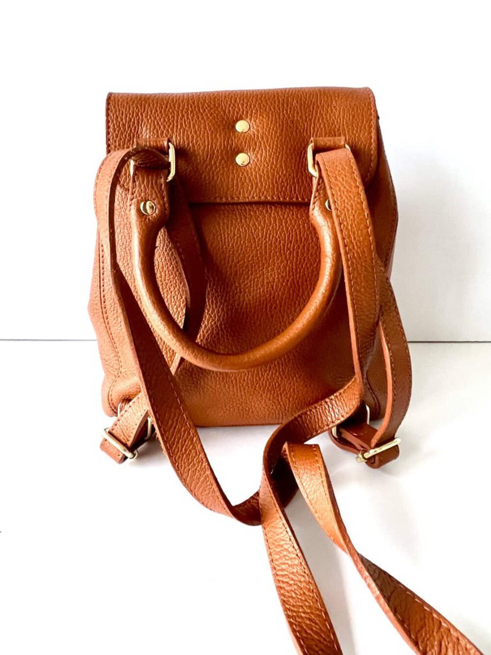 Italian Backpack Style or Crossbody Bag, Brown Leather with Top Handle - Picture 6 of 16